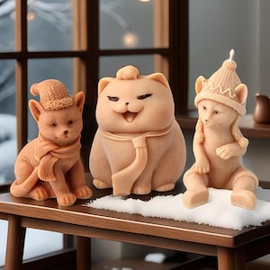 Lucky Cat Silicone Mold-Hat Cat Resin Mold-Christmas Cat Candle Mold-Animal Cat Candle Mold-Cat Statue Mold-DIY Aromatherapy Plaster Mold