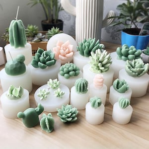 15 Styles Succulent Candle Silicone Mold-Succulent Plant Candle Mold-Cactus Garden Candle Mold-Aesthetic Soap Bar Mold-Soy Wax Candle Mold