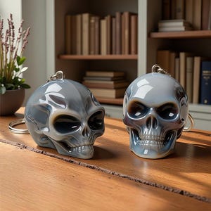 3D Alien Skull Silikonform - Skallhuvud Resinform - Halloween Nyckelringshänge Form - DIY Aromaterapi Gipsform