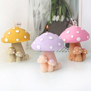 3D Mushroom Candle Silicone Mold-Cute Mushroom Candle Mold-Mushroom Resin Mold-Scented Soy Candle Mold-DIY Aromatherapy Plaster Mold