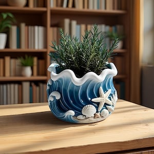 Wave Planter Silicone Mold-Wave Flower Pot Resin Mold-Concrete Candle Vessel Mold-Cement Plaster Decor Mold