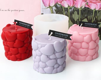 Cylinder Candle Silicone Mold-Cylinder With Hearts Candle Mold-Cylindrical Candle Mold-Romantic Candle Mold-Scented Candle Soap Mold
