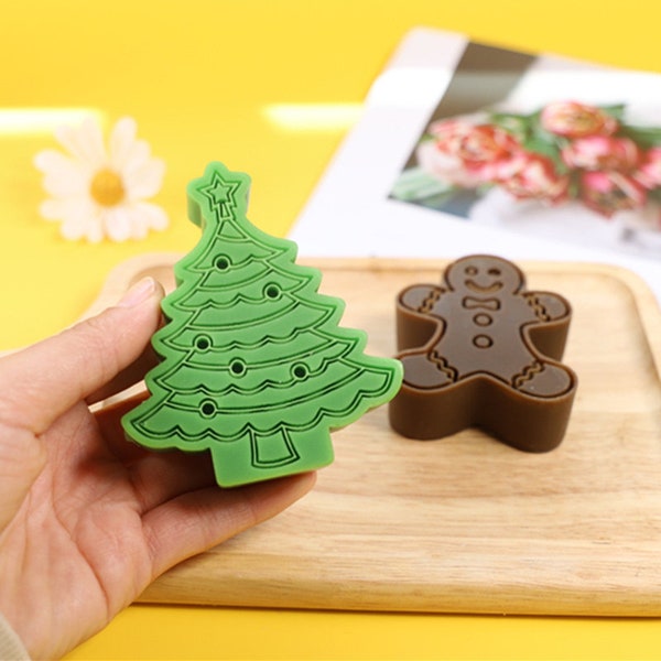 Christmas Candle Silicone Mold-Christmas Tree Candle Mold-Gingerbread Man Mold-Cartoon Soap Mold-Christmas Chocolate Cake Decor Mold