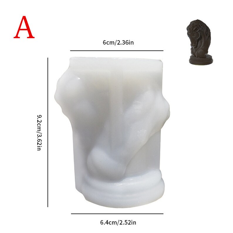 May include: White silicone mold for making a horse sculpture. The mold is 9.2 inches tall, 6 inches wide, and 6.4 inches in diameter.
