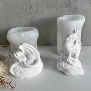 2 Styles Dragon Candle Silicone Mold-Flying Dragon Resin Mold-Dragon Figurine Mold-Concrete Dragon Mold-Cement Jesmonite Plaster Art Mold