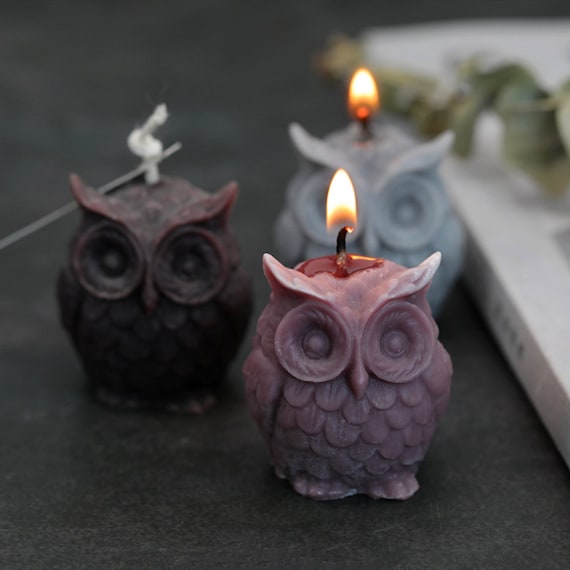 Mini owl beeswax candle - bulk 10, 20, 30