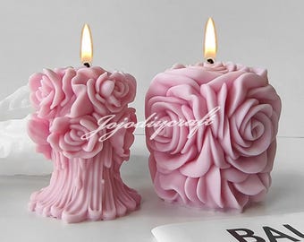 3D Rose Candle Silicone Mold-flower Pillar Candle Mold-valentine
