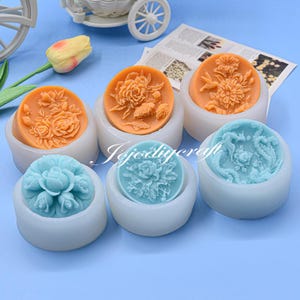 Round Soap Silicone Mold-Natural Flower Soap Mold-Tulip Rose Soap Mold-Circle Silicone Soap Mold-Handmade Soap Mold-Aromatherapy Soap Mold