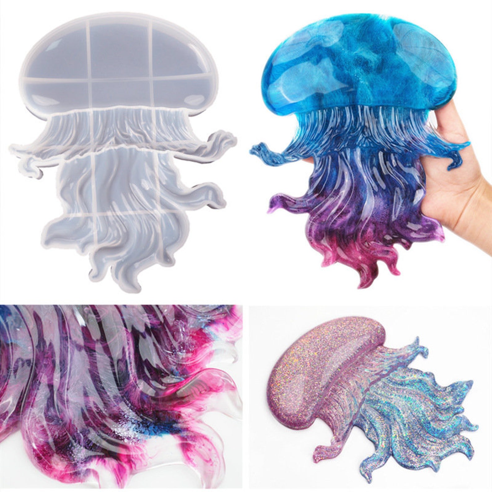 Large Jellyfish Silicone Moldjellyfish Resin Moldmarine Etsy