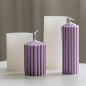 Taper Candle Silicone Mold-Striped Pillar Candle Mold-Geometric Cylinder Candle Mold-Beeswax Soy Candle Mold-DIY Aromatherapy Plaster Mold