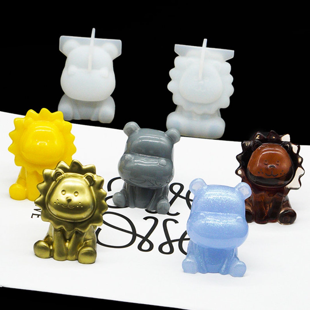 Plaster Keychains Cartoon Animal Silicone Mold-hippo Lion Keychain Mold-animal Jewelry ...
