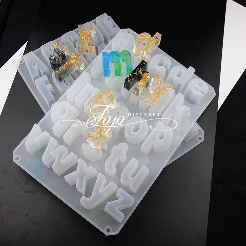 Alphabet Resin Keychain Molds, Anezus Resin Letter Molds Silicone Letter  Resin Jewelry Molds with Keychains for Resin