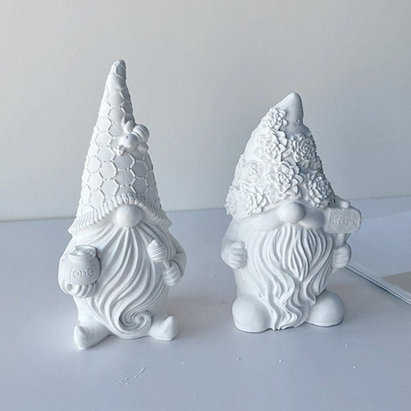 3D Christmas Gnome Candle Silicone Mold-Honey Bee Gnome Candle Mold-Honeycomb Gnome Candle Mold-Beeswax Candle Mold-Aroma Plaster Gnome Mold