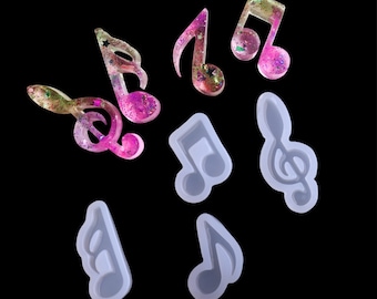 4PCS Nota Musical Molde de Silicona-Notación de Música Molde-Mini Colgante de Joyería Moldes de Molde-Resina para Pendientes-Molde Epoxi-Molde de Símbolo de Música