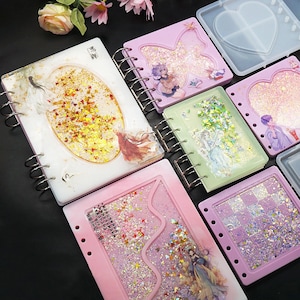A5 A6 A7 Notebook Cover Quicksand Silicone Mold-Notebook Cover Shaker Mold-Resin Flower Notebook Mold-Epoxy Resin Art Mold-Gift for Writer