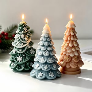3 stilar snöträd silikonform-julgransljusform-vinterhelgljusform-aromaterapi gipsform