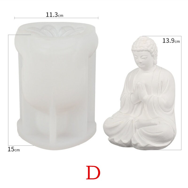 XIAOSHUI Moules en silicone 3D en forme de petit Bouddha médité pour la fabrication de bougies, en résine, pilier, aromathérapie, gypse, cire, argile