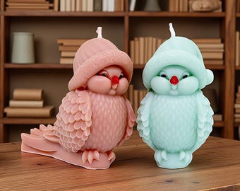 3D Hat Bird Candle Mold-Christmas Bird Candle Mold-Animal Candle Silicone Mold-DIY Aromatherapy Plaster Mold