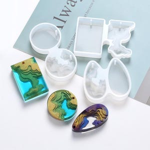 Molde de silicona para colgante de isla - Molde de resina de isla geométrica - Molde de playa de isla oceánica - Molde para hacer joyas de collar de isla - Molde de resina epoxi para arte