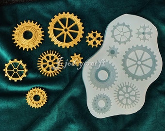 Steampunk Style Metal Gears Mold-Metal Gear Resin Mold-Gear Silicone Mold-Steampunk Earrings Mold-Gear Jewelry Making Mold-Resin Art Mold