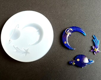 Sterrenhemel serie siliconen mal-ster maan hars schimmel-cute Rainbow Star schimmel-planeet aarde schimmel-sieraden maken schimmel-epoxyhars kunst schimmel