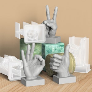 Cool Hand Gesture Silicone Mold-Large Hand Finger Resin Mold-Ok Victory Finger Candle Mold-Cement Plaster Art Mold-Epoxy Resin Mold