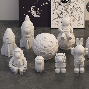 Astronauta Animale Stampo in Silicone-Carino Astronauta Portachiavi Stampo in Resina-Spaziale Razzo Stampo-Cemento Pianeta Luna Stampo-Fai da te Micro Paesaggio Decor Stampo