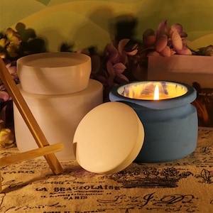 Round Candle Jar Silicone Mold-Round Storage Box Resin Mold-Candle Cup Mold With Lid-Concrete Candle Vessel Mold-Jesmonite Cement Decor Mold