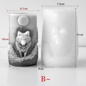 Moon Wolf Candle Silicone Mold-Forest Wolf Candle Mold-Howling Wolf Resin Mold-Embossed Pillar Candle Mold-DIY Aromatherapy Plaster Mold B