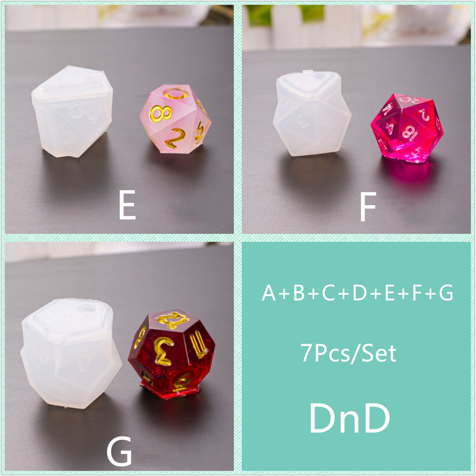 7Pcs/Set DND Dice MoldPolyhedral Dice Resin MoldsBoard Game Etsy