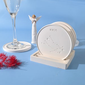 12 Constellations Tea Cup Tray Silicone Mold-Constellation Coaster Resin Mold-Round Concrete Coaster Mold-Cup Holder Mold-Plaster Art Mold