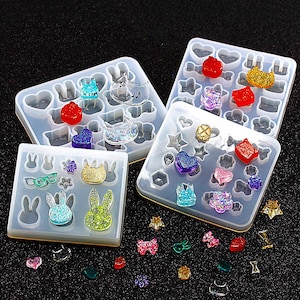 Cartoon Ear Studs Silicone Mold-Rabbit Cat Earrings Resin Mold-Animal Head Earrings Mold-Earrings Jewelry Making Mold-Epoxy Resin Mold