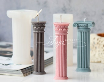 Roman Column Pyramid,Square Vertical Pattern Aromatherapy Classical Cylinder Roman Vintage Candle Mold