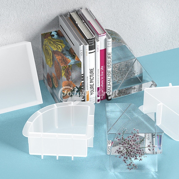 Fächerform Buchstützen Form-Geometrische Buchstütze Silikonform-getrocknete Blume-Gießharz-Epoxidharz-Kunstform-Home Decor Mold