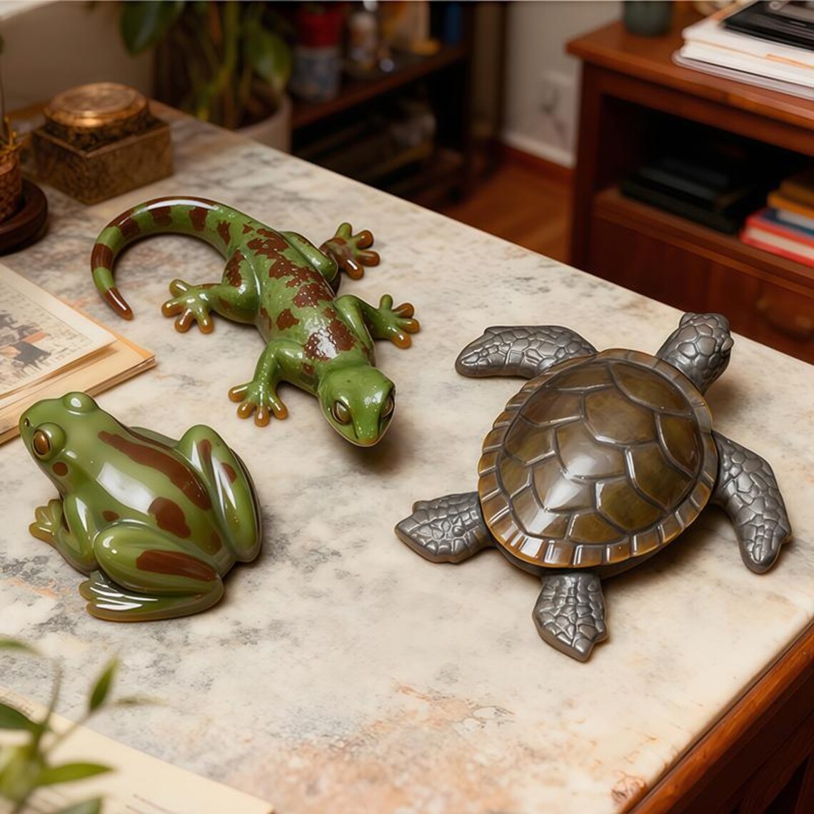 Plaster Keychains Animal Resin Silicone Mold-tree Frog Mold-sea Turtle Lizard Mold ...