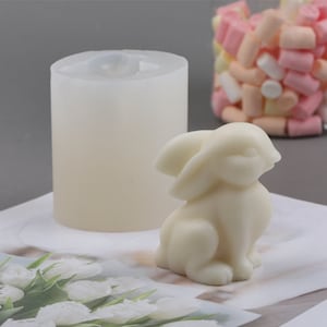 3D Rabbit Candle Silicone Mold-Animal Rabbit Candle Mold-Rabbit Soap Mold-Cute Rabbit Fondant Mold-Chocolate Cake Decor Mold-Soy Candle Mold