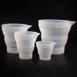 4 Sizes Folding Silicone Measuring Cup-Silicone Resin Cup Dispenser-Reusable Silicone Mixing-Measuring Cup for Epoxy Resin