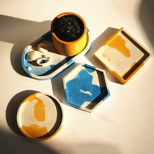 Geometric Coaster Tray Silicone Mold-Oval Hexagon Square Round Flower Pot Base Mold-Concrete Cement Jesmonite Coaster Mold-Epoxy Resin Mold