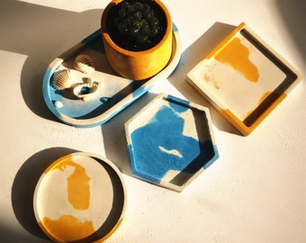 Geometric Coaster Tray Silicone Mold-Oval Hexagon Square Round Flower Pot Base Mold-Concrete Cement Jesmonite Coaster Mold-Epoxy Resin Mold
