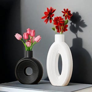 Nordic Vase Silicone Mold-Round Oval Vase Mold-Modern Flower Vase Mold-Large Vase Resin Mold-Concrete Vase Mold-Jesmonite Plaster Decor Mold