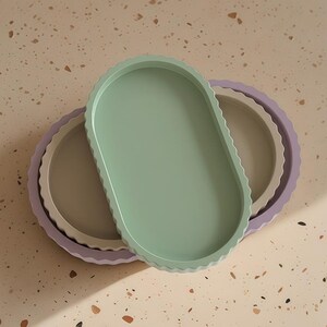 Gear Oval Tray Silicone Mold-Oval Trinket Dish Resin Mold-Striped Storage Tray Mold-Concrete Tray Decor Mold-Jesmonite Terrazzo Tray Mold