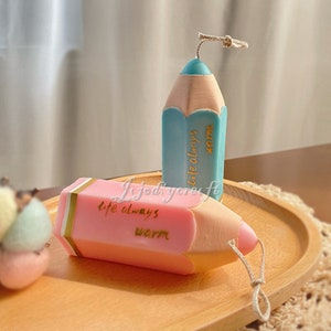 3D Pencil Candle Silicone Mold-Pencil Pen Candle Mold-Pencil Soap Mold-Scented Pillar Candle Mold-Silicone Candle Mold-Soy Candle Mold