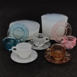 Miniature Tea Cup Silicone Mold-Mini Coffee Cup Resin Mold-Dollhouse Cup Saucer Mold-Tableware Teacup Decor Mold-UV Resin Art Mold