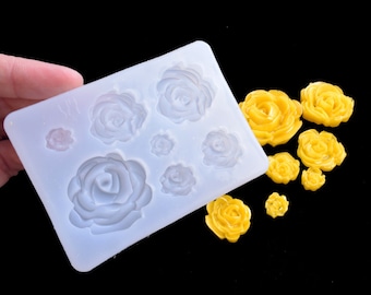 Seven Roses Silicone Mold-Rose Flower Mold-Resin Jewelry Accessories Mold-Crystal Epoxy Rose Ornaments Mold-Silicon Rose Mold