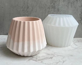 Striped Vase Silicone Mold-Large Vase Resin Mold-Flower Vase Mold-Planter Pot Home Decor Mold-Concrete Cement Jesmonite Vase Mold