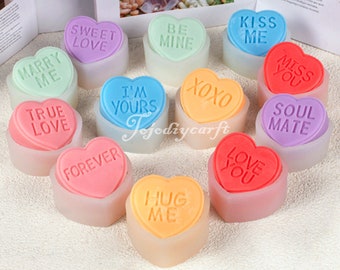 Heart Soap Silicone Mold-Slogan Heart Candle Mold-Heart Letter Candle Mold-Valentine's Day Heart Candle Molds-Aroma Soap Plaster Mold