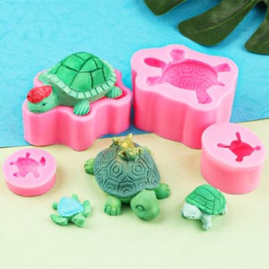 4 Styles Turtle Fondant Silicone Mold-Sea Turtle Candle Mold-Cute Turtle Resin Mold-Turtle Chocolate Cake Mold-Aroma Plaster Decor Mold