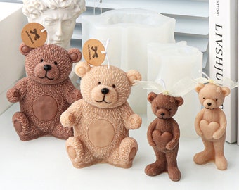 3D Bear Candle Silicone Mold-Heart Bear Candle Mold-Teddy Bear Candle Mold-Animal Candle Mold-Epoxy Resin Mold-DIY Aromatherapy Plaster Mold