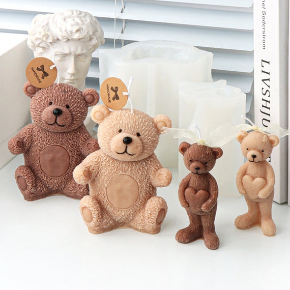 3D Teddy Bear Silicone Candle Mold Handmade Fondant Aromatherapy