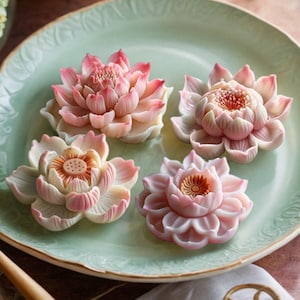 4 Styles Lotus Candle Silicone Mold-Lotus Flower Candle Mold-Beautiful Flower Resin Mold-Lotus Fondant Mold-Chocolate Cake Decor Mold